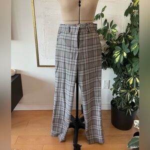 Plaid trousers with side ribbon